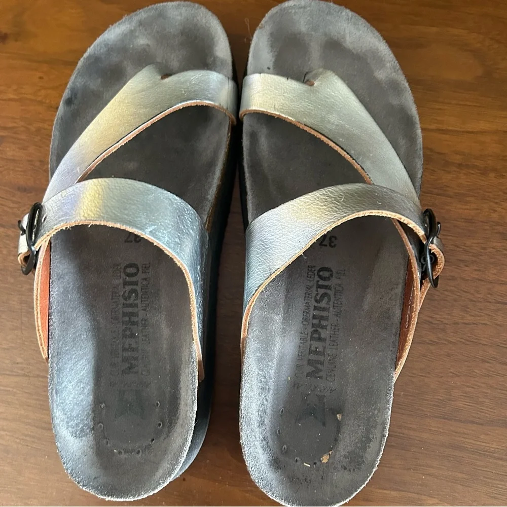 Mephisto Silver Brown Sandals with Supportive Footbed - Picture 2 of 5